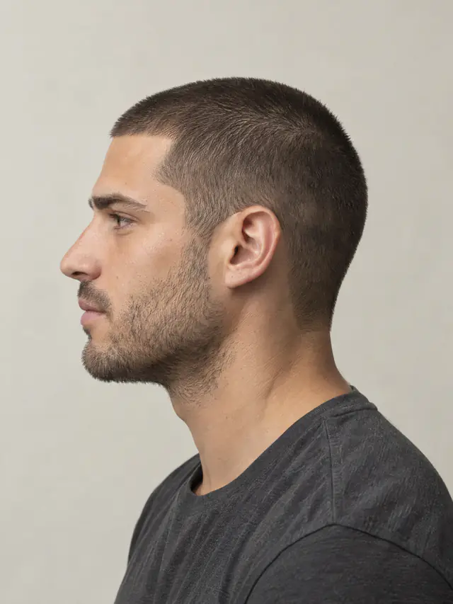Buzz cut saç modeli, yandan profil
