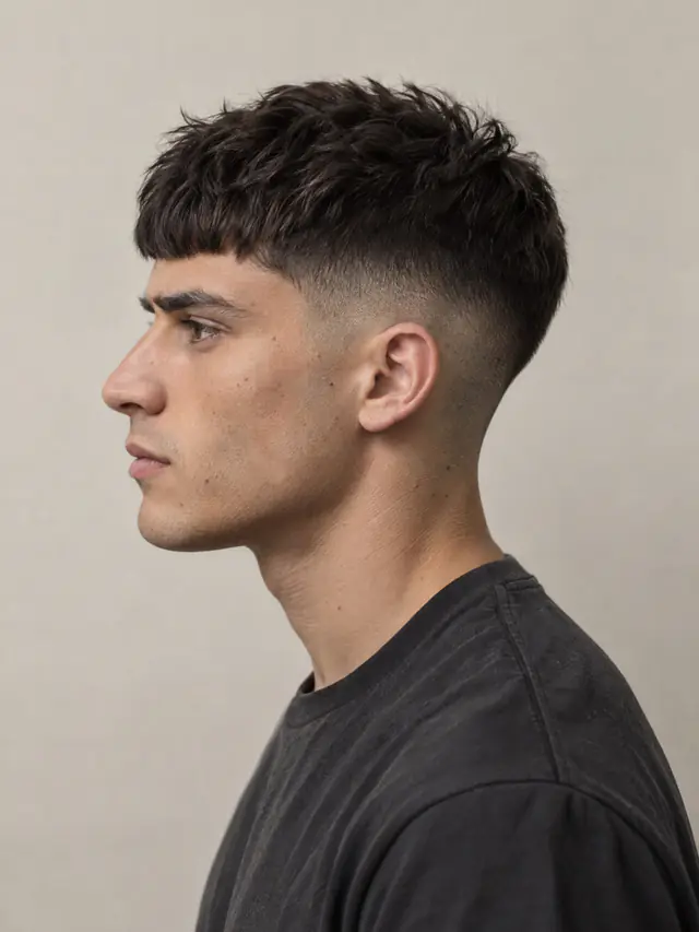 French crop saç modeli, yandan profil