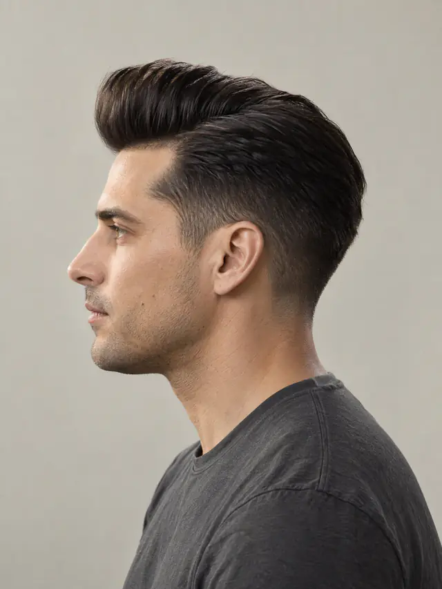Pompadour saç modeli, yandan profil